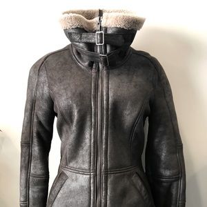 Women’s DKNY Jeans aviator style shearling jacket